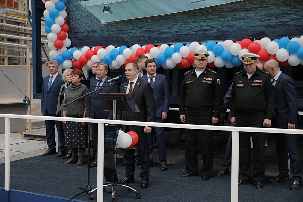 Михаил Романов принял участие в церемония закладки нового корабля противоминной обороны
